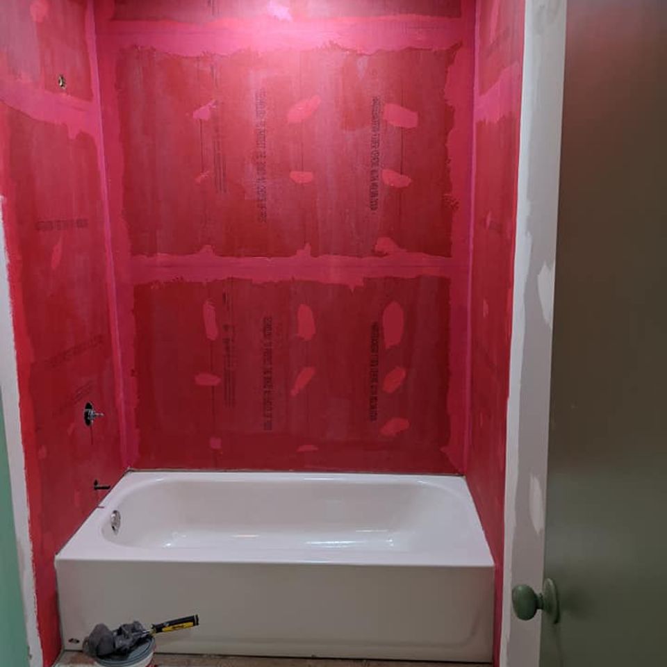 Decked out bath before