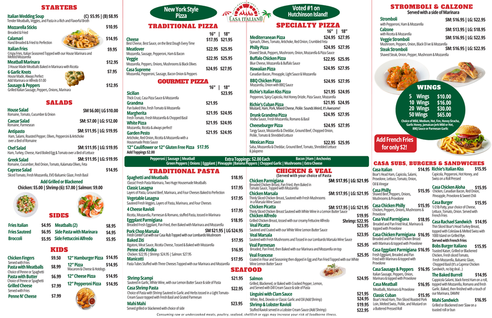 Casa italiano menu page 2