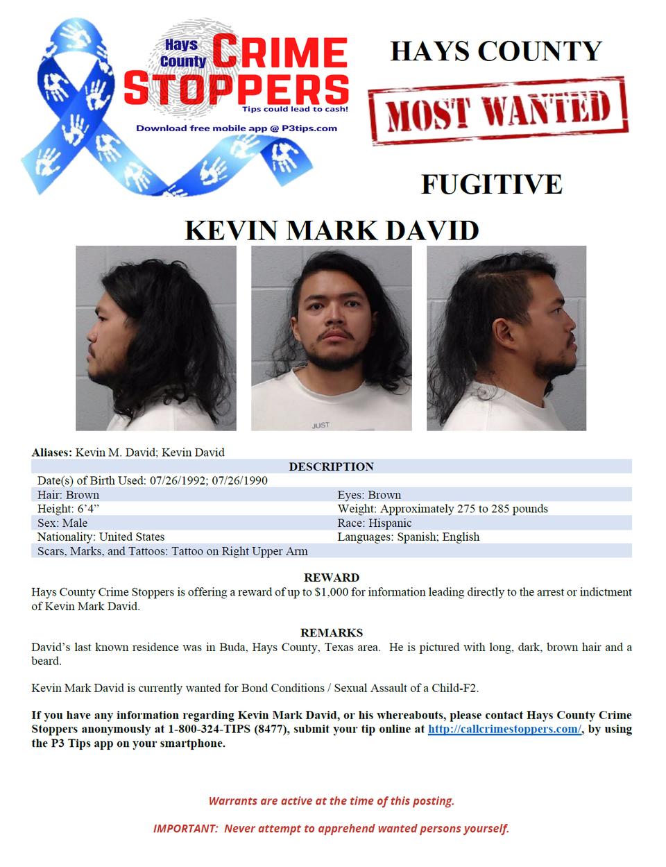 David most wanted poster