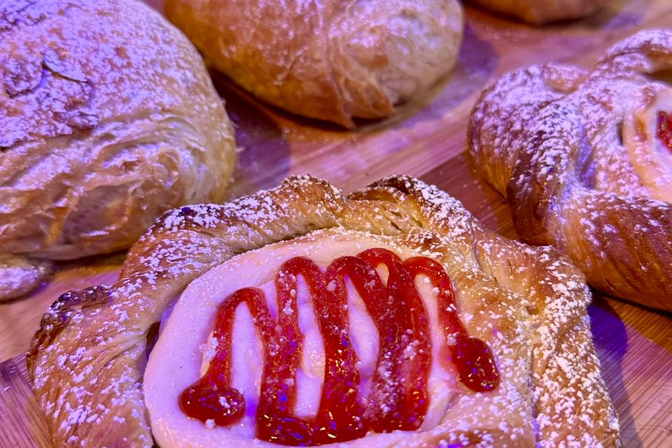 fresh pastries, cream cheese