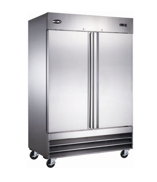 Commercial Restaurant Reach In Cooler or Freezer with Two Solid Stainless Steel Doors