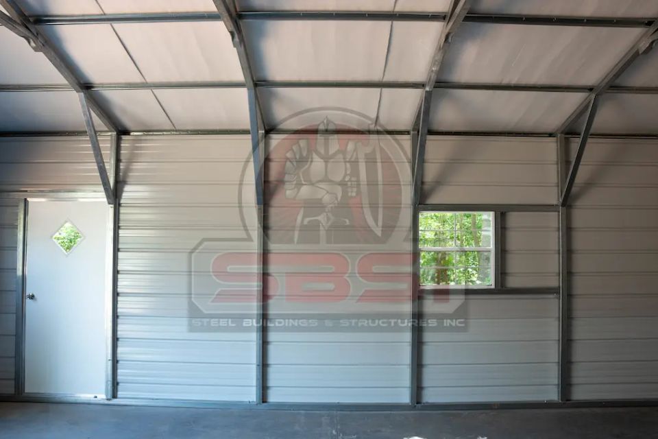Door and window, with SBSI watermark representing steel building interiors in Alabama