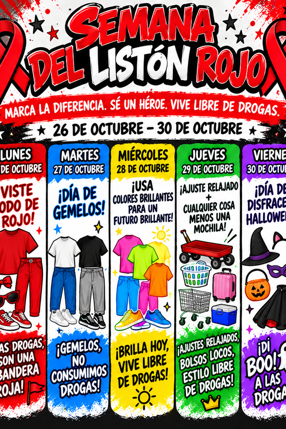 Red ribbon week spanish separate