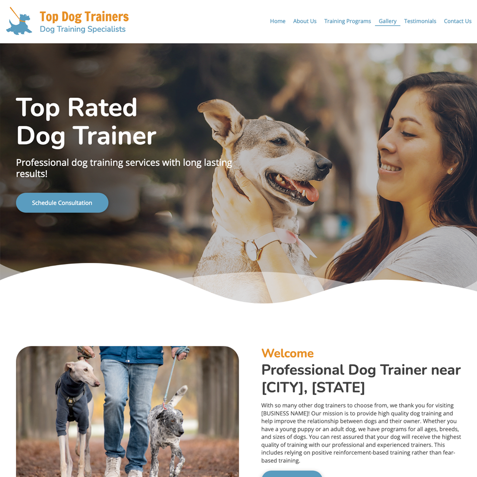 Dog trainer website design