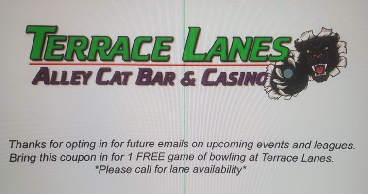 Coupon for free game bowling terrace lanes