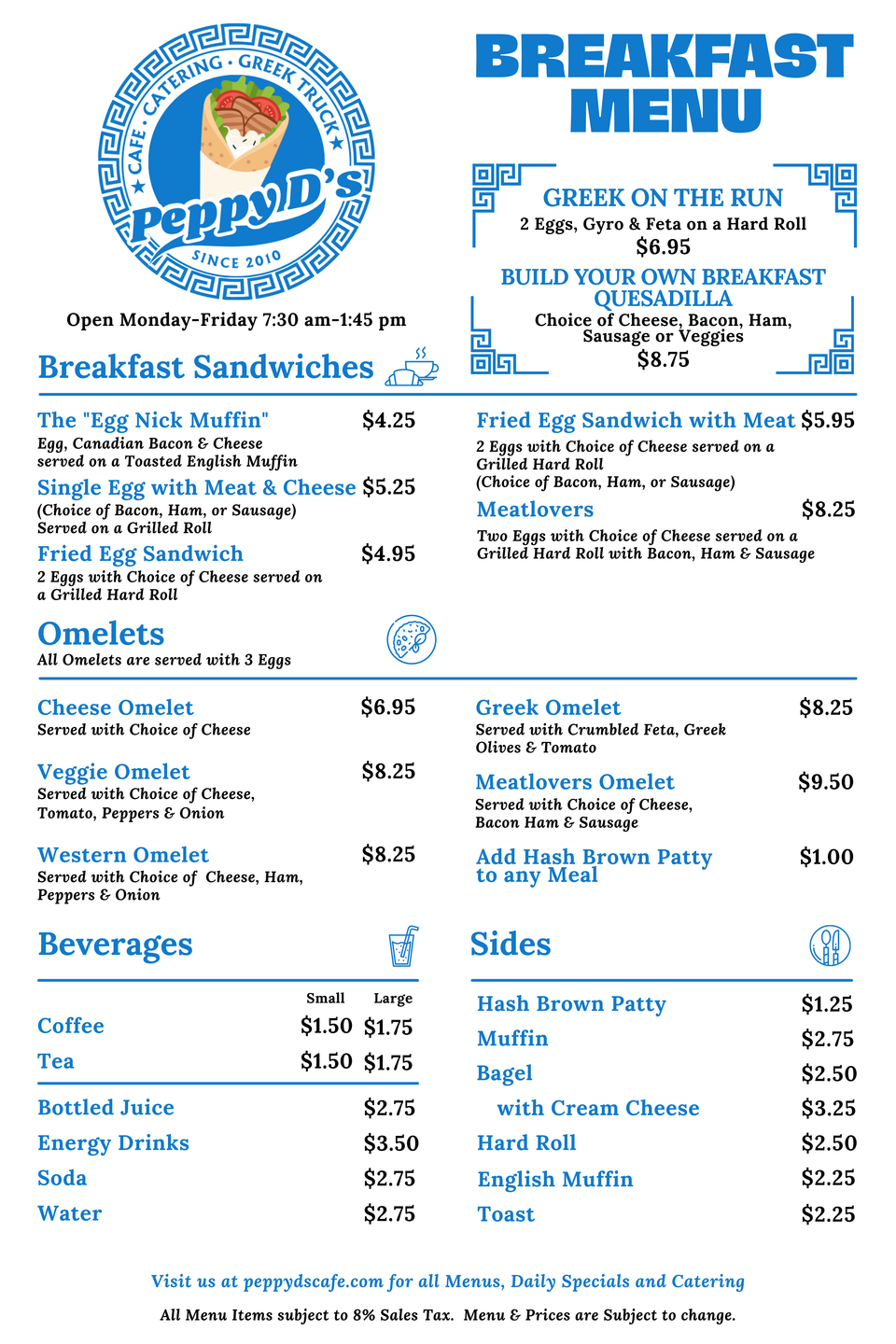 Peppy d's breakfast menu