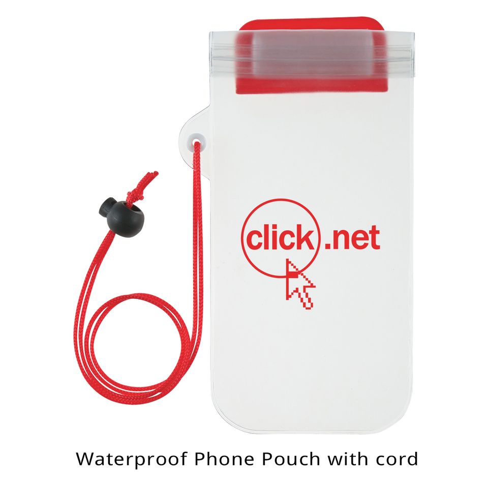 Waterproof phone pouch with cord