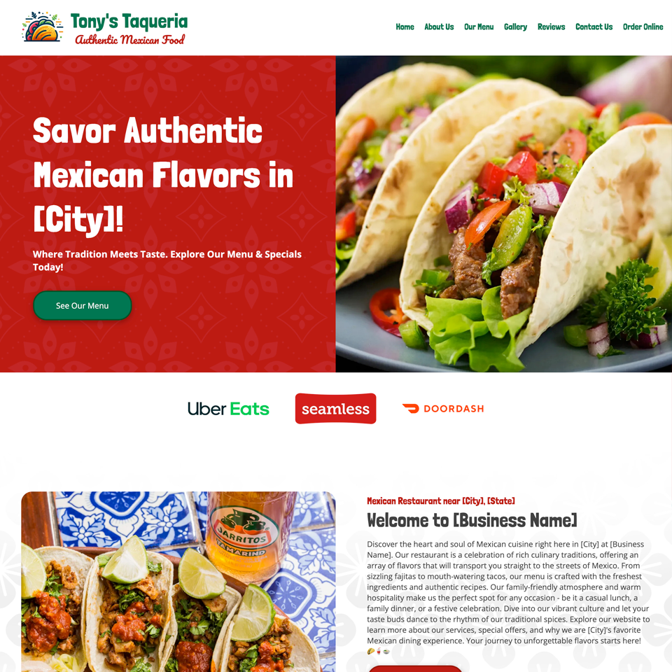 Mexican restaurant website design template