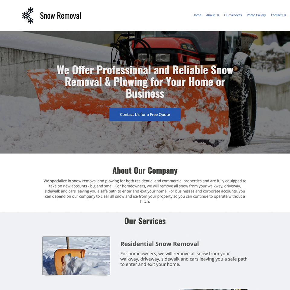 Snow removal plowing website theme