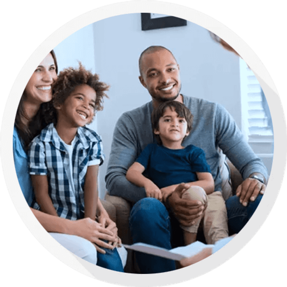 Large family on couch