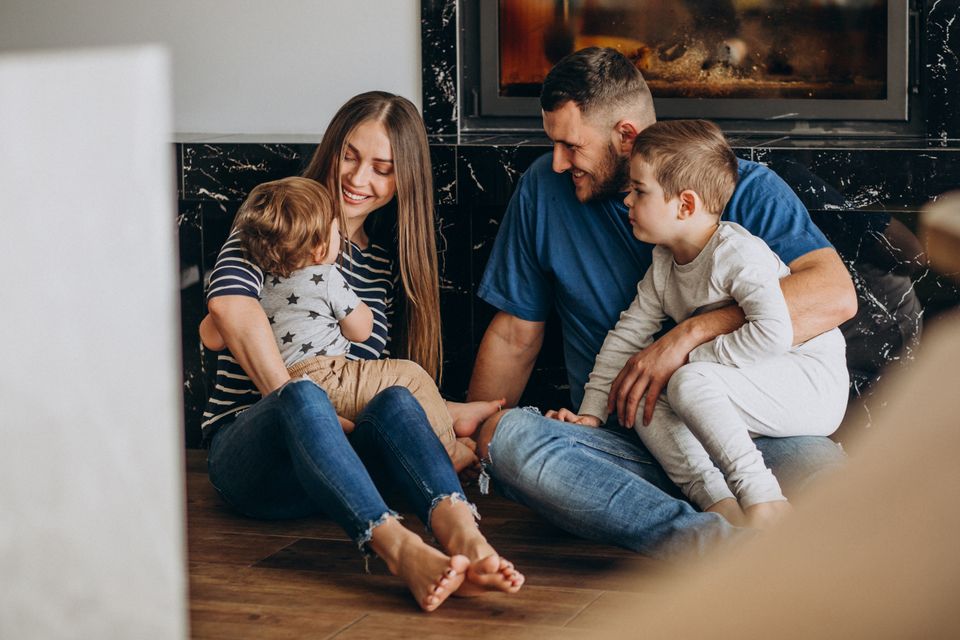 Young family with two sons house