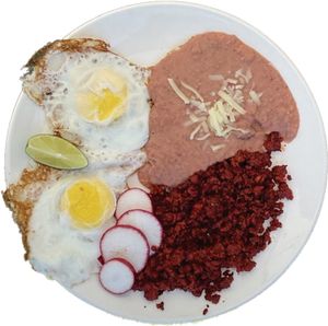 Plato chorizo  y  huevos 