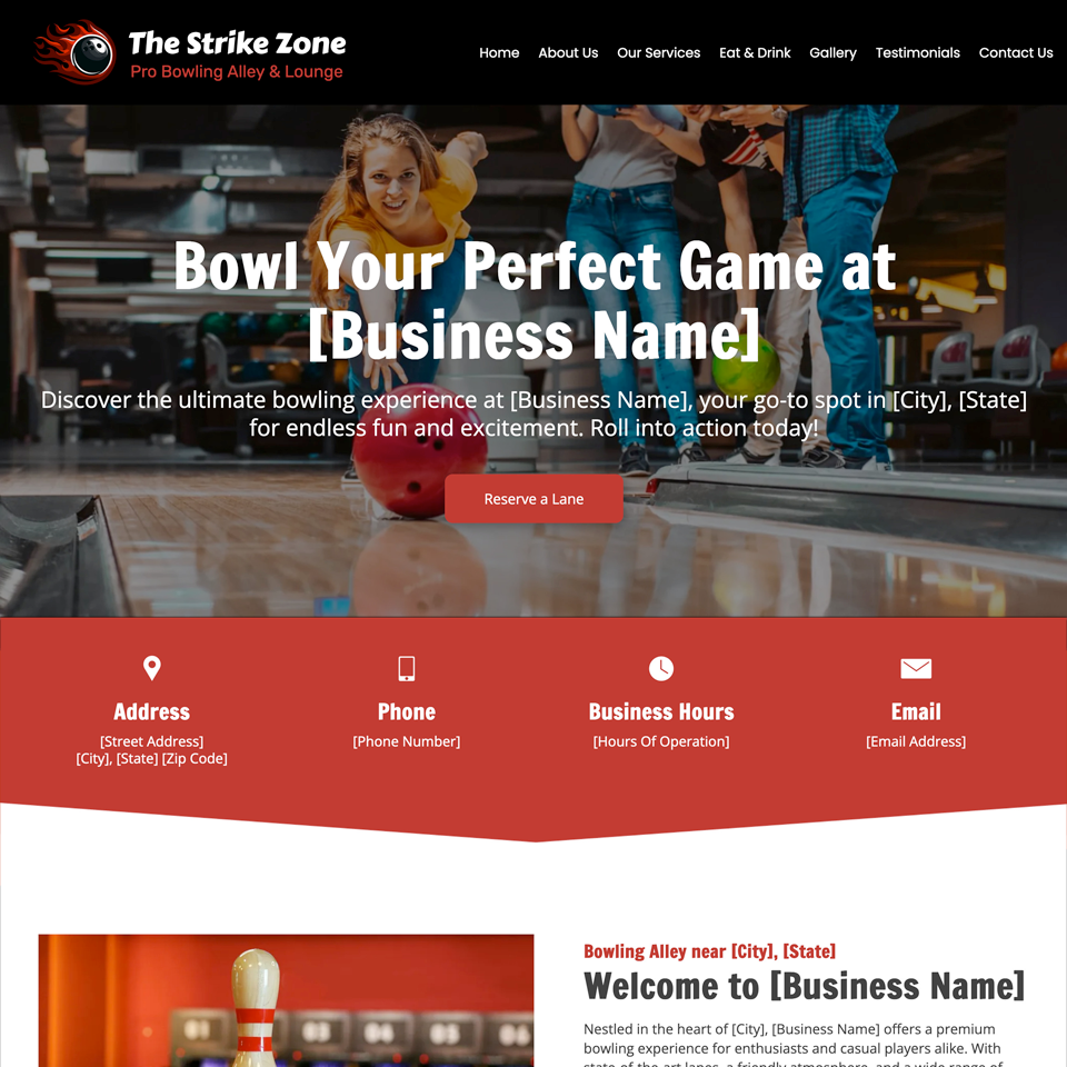Best bowling alley website design theme