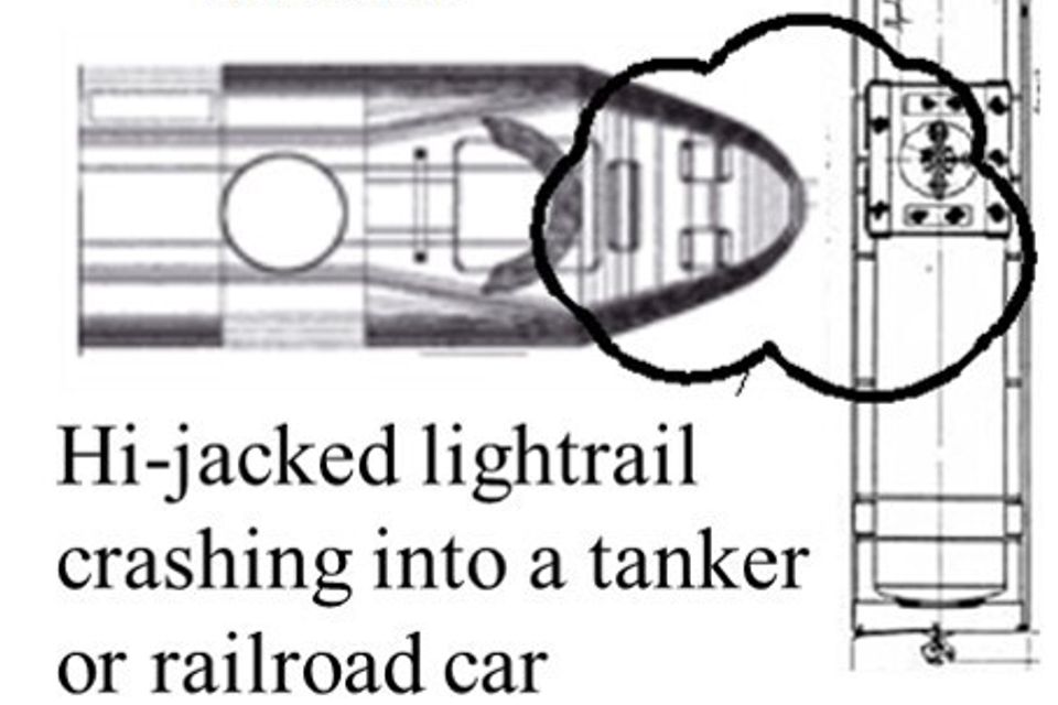 Lightrail crashing into tanker polyc tank