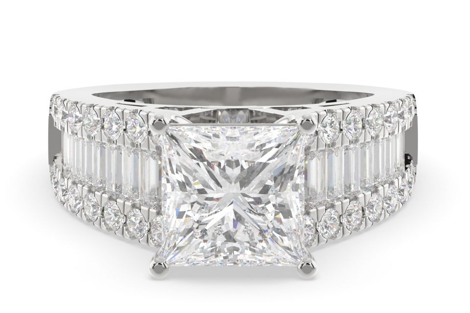 Princess baguette lab ring 