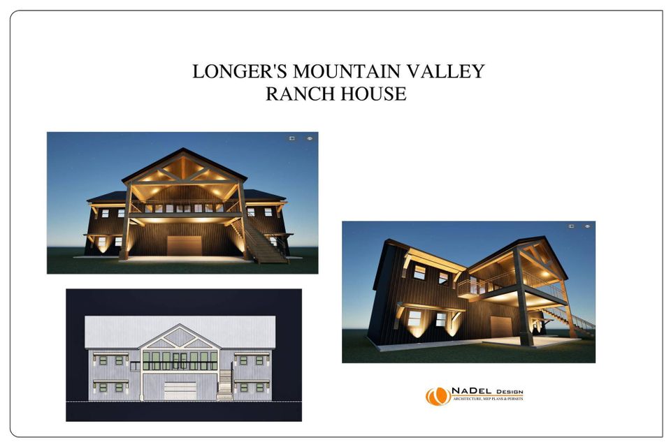 Nadel design architect   longer's mountain valley ranch house design photo  from  rear  and drawing