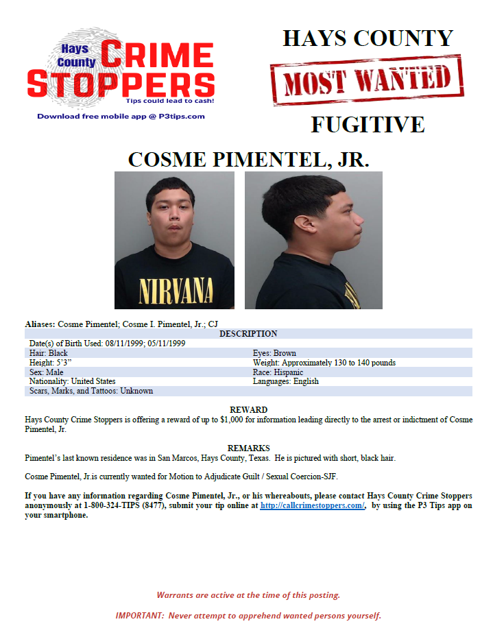 Pimentel most wanted poster