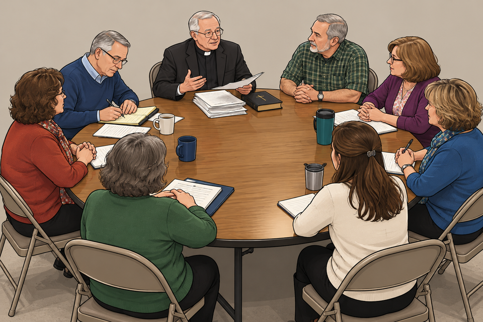 Church committee meeting around the table