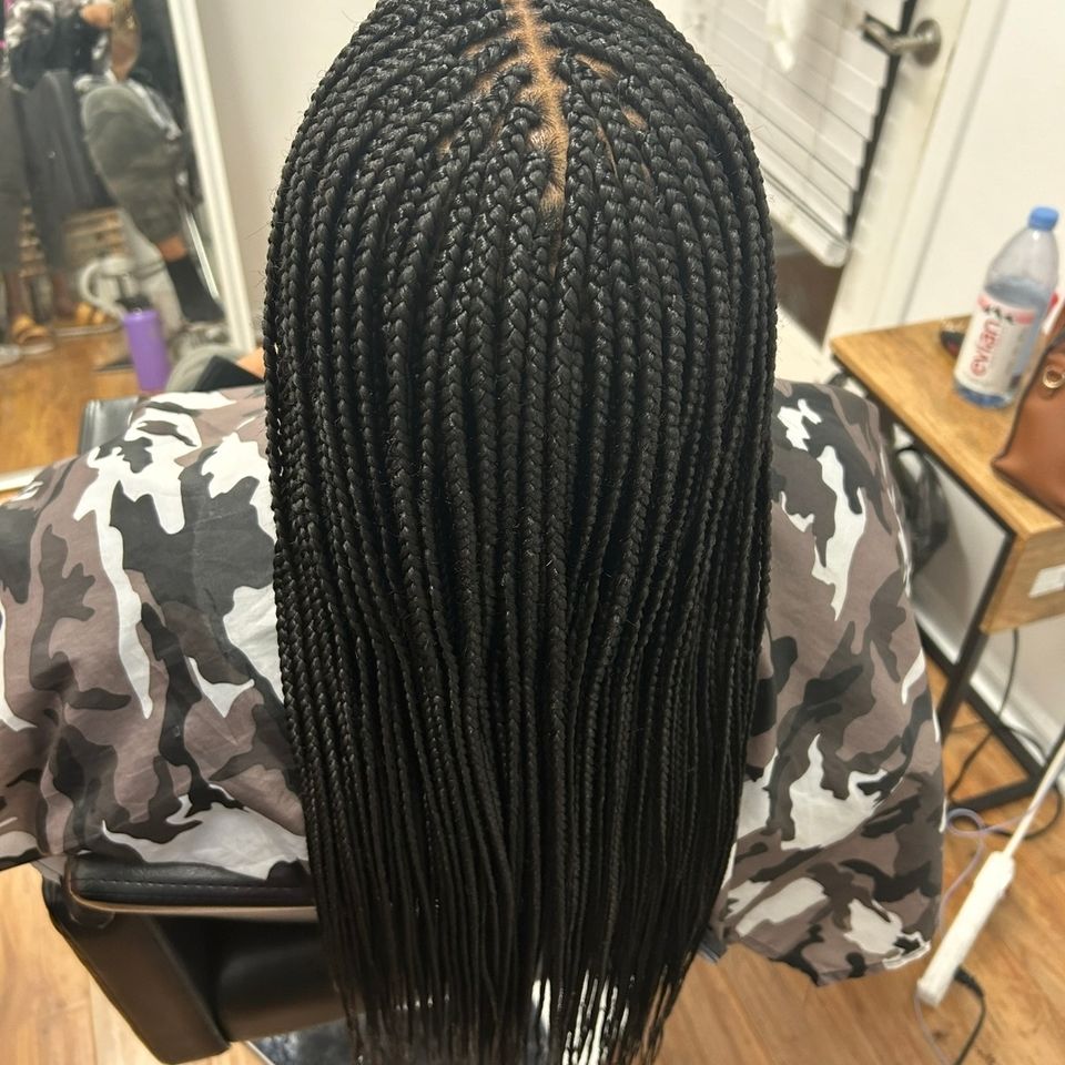Box braids, done by Amazing African Hair Braiding By Ruthy in Los Angeles CA