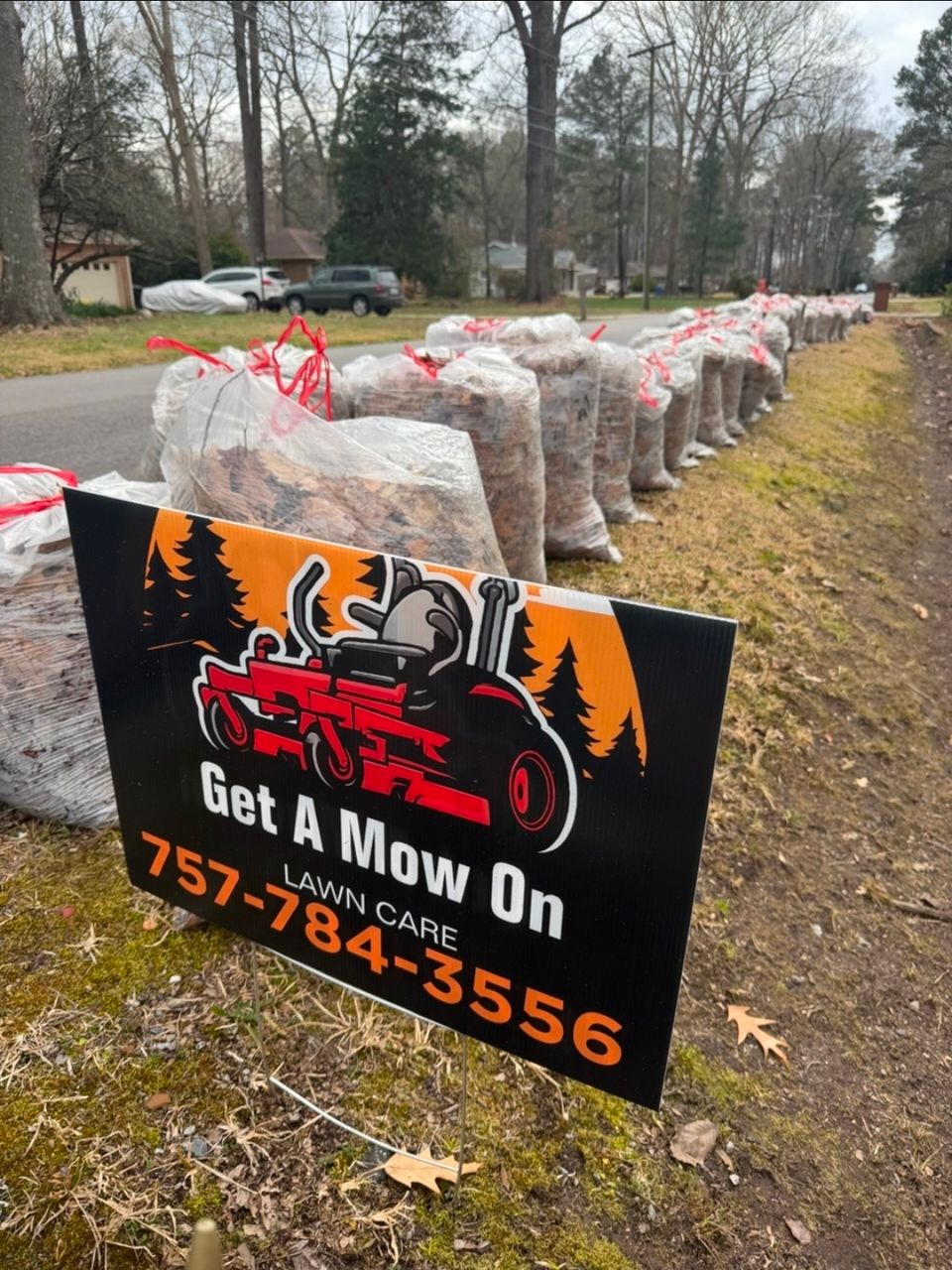 Leaf removal, done by Get A Mow On Lawn Care LLC of Chesapeake VA