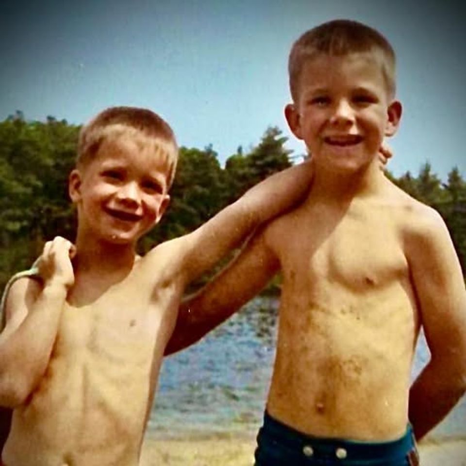 Peter albushies swimming as kid with brother brian