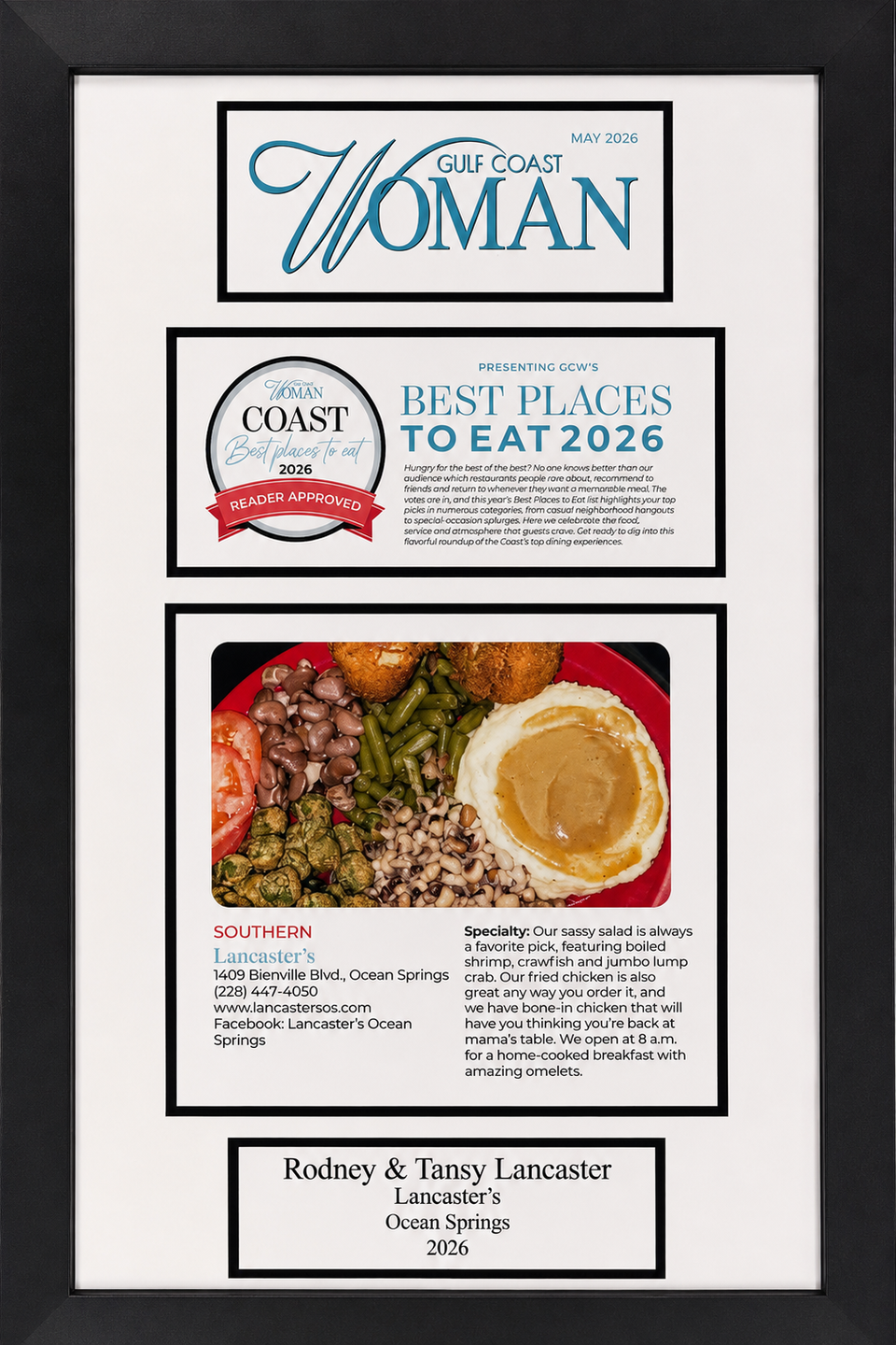 Lancasters award gulfcoast  woman best place to eat 2026