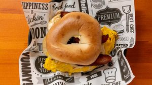 Breakfast sandwich with meat