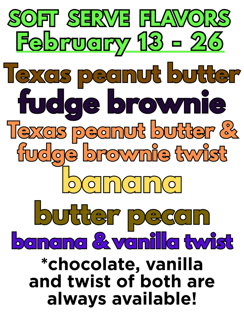 Soft serve flavors (5)