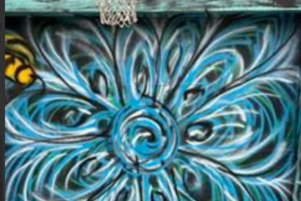 Brandon blue flower garage door
