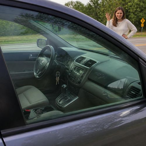 Keys visible inside a locked car