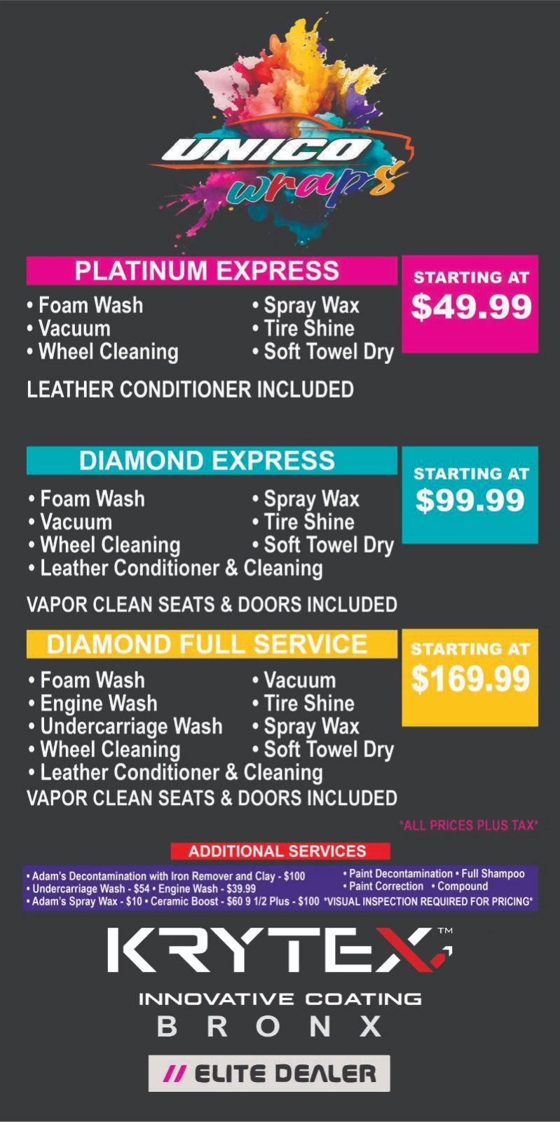 Professional hand car wash service prices for any vehicle 