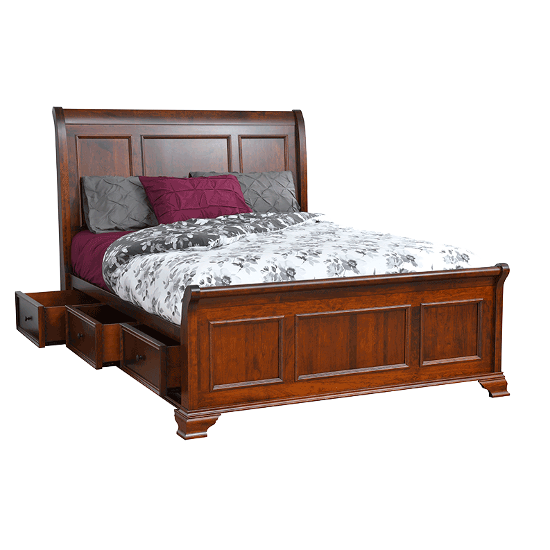 Trf chatham sleigh bed w  open drawers