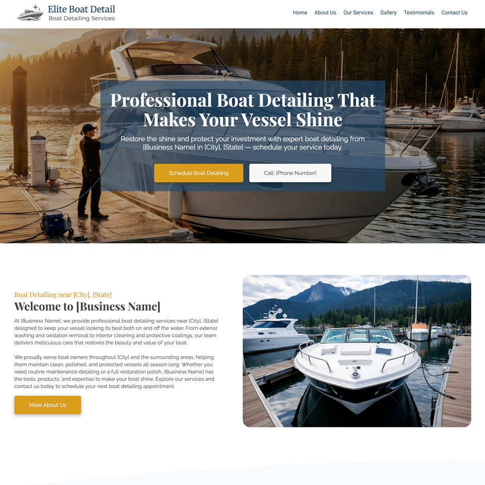 Boat detailing website design theme
