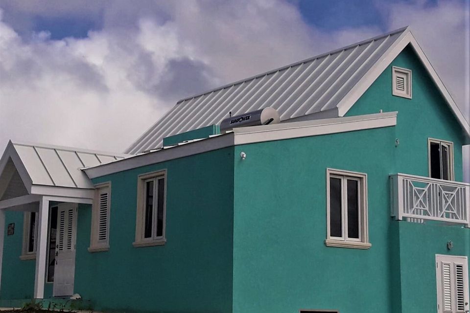White gable and lean to roof