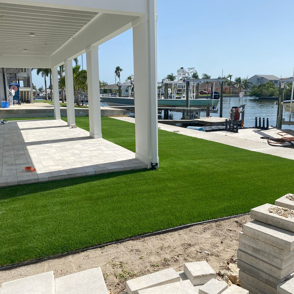 Artificial grass backyard