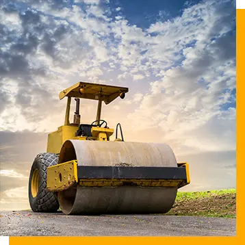 Road roller with yellow