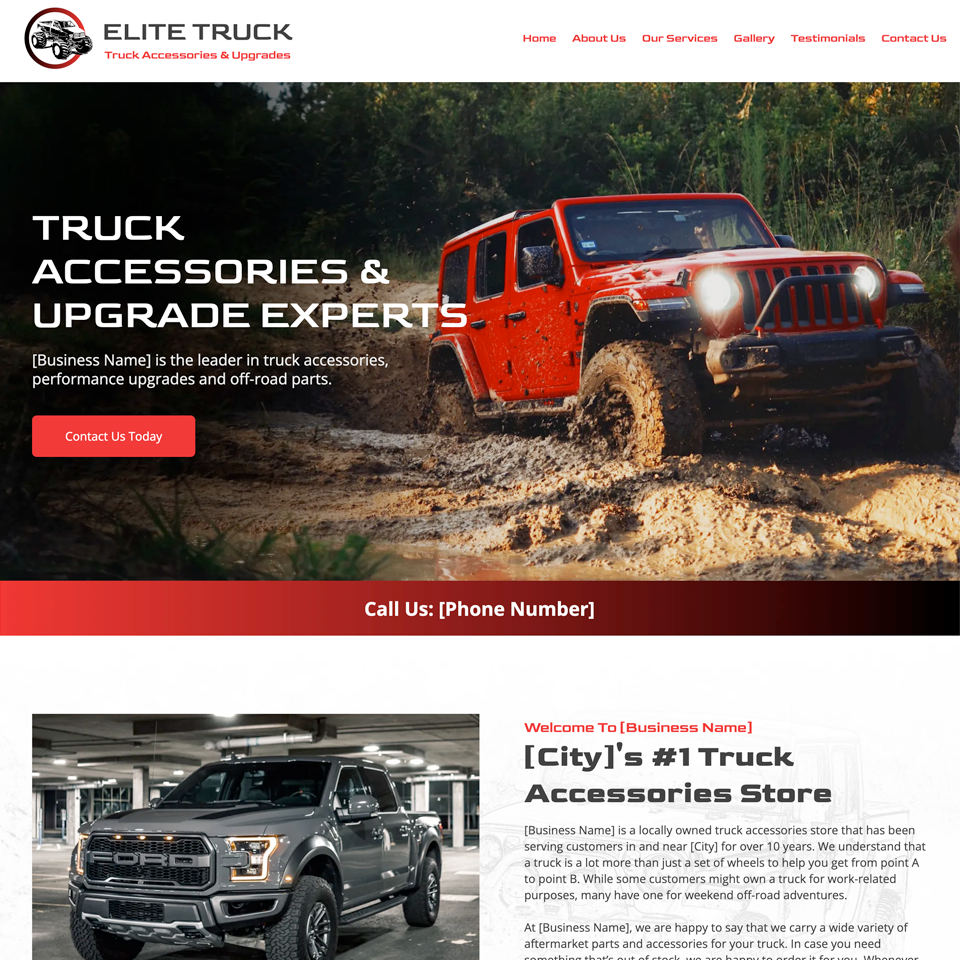 Truck accessories store website design