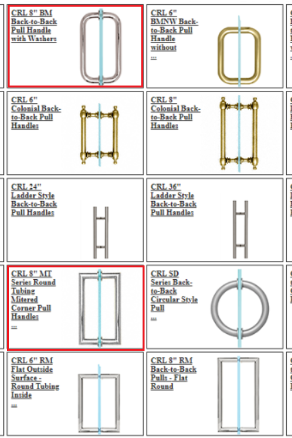 Shower handle options   marked with our stock