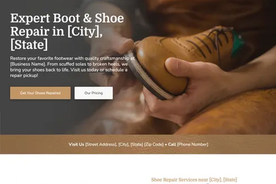 Boot shoe repair website design theme original