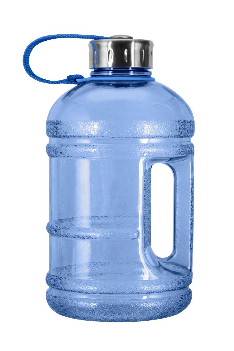 Steel cap bpa free sports bottle 1 gallon blue