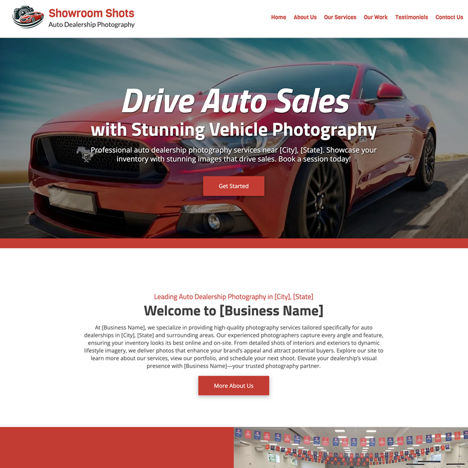 Auto dealer photography website design theme