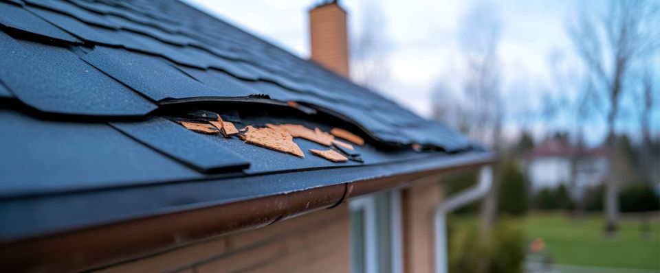 Hail damaged roof shingles on residential home requiring storm damage roof repair in Spring Texas
