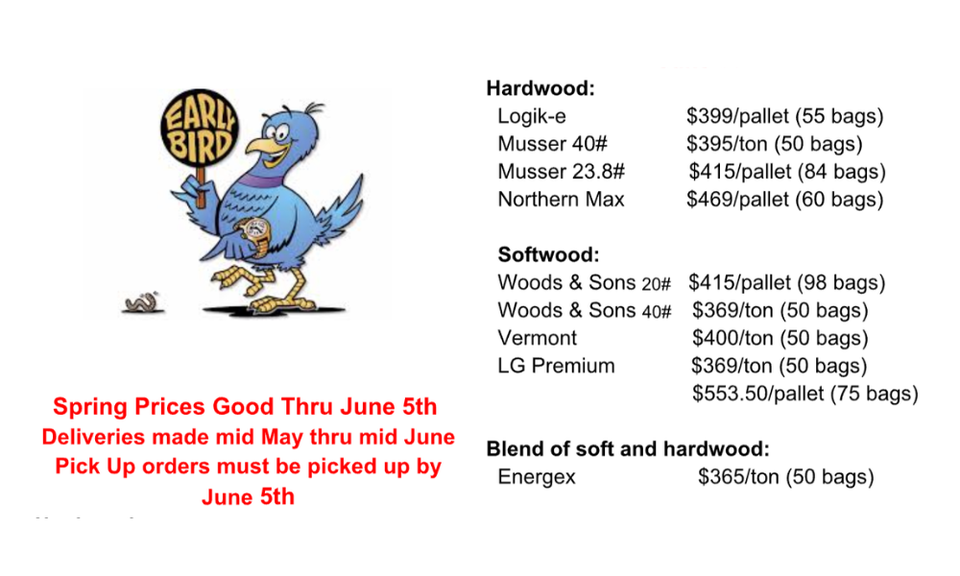 Spring pellet sale