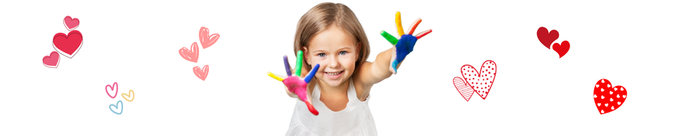 Girl hand paint and hearts banner