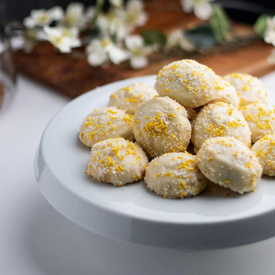 Lemon Burst Cookies on a dish from Toni's Own Cookies
