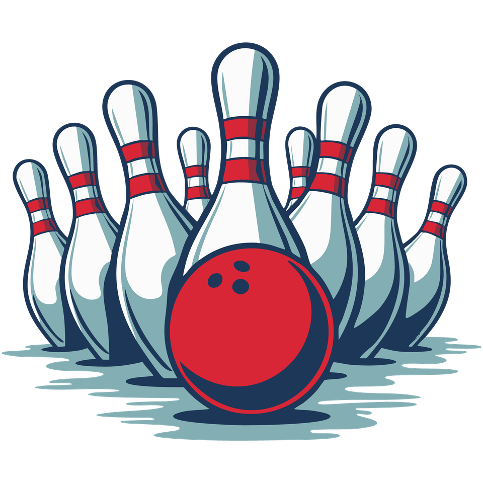 Bowling   pins and red ball 07