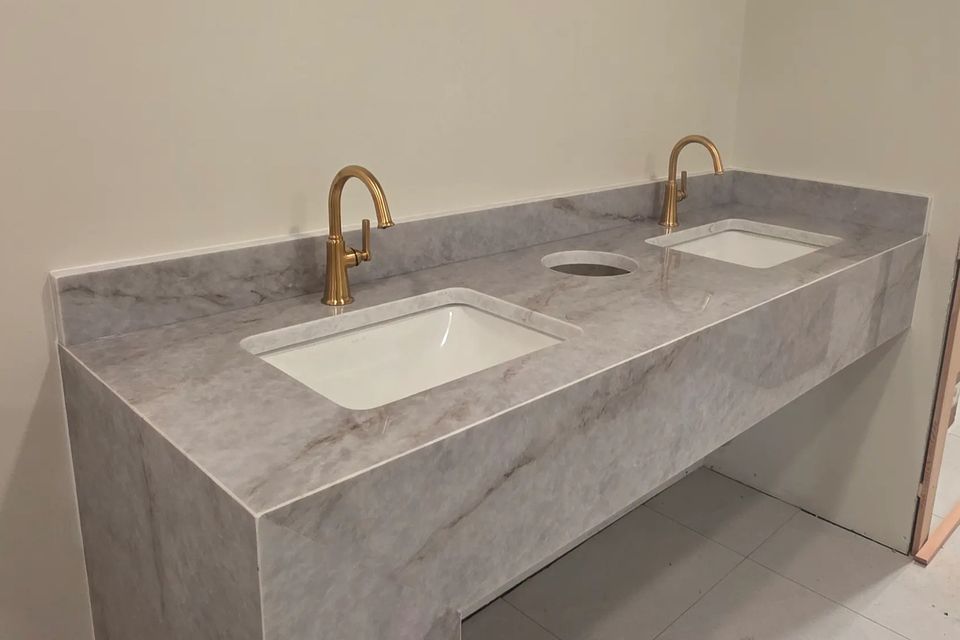 Stylish Bathroom double sink countertop install