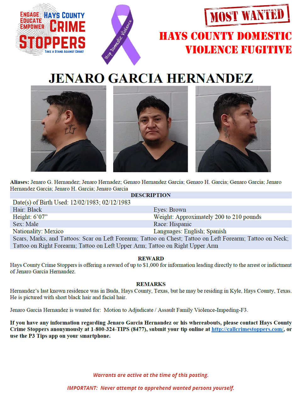 Hernandez most wanted poster