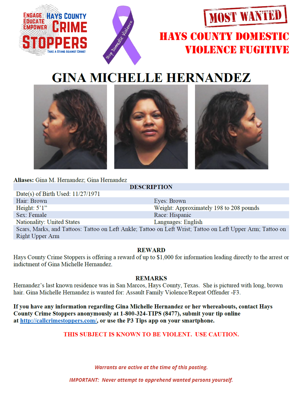 G hernandez most wanted poster