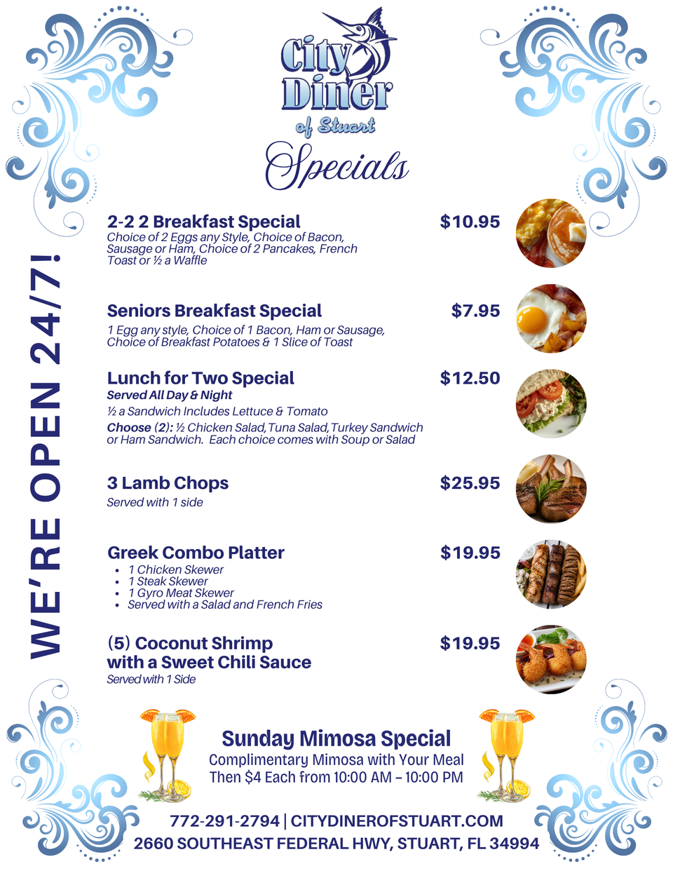 City diner specials for print